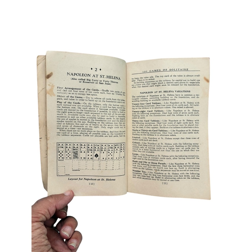 Whitman 100 Games of Solitaire Book 1939 Yellow Red Fair Vintage Card Game Guide - Picture 14 of 16